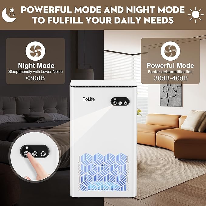 ToLife Dehumidifier for Home, 1000 sq.ft Dehumidifiers for Basement Bedroom - Image 4
