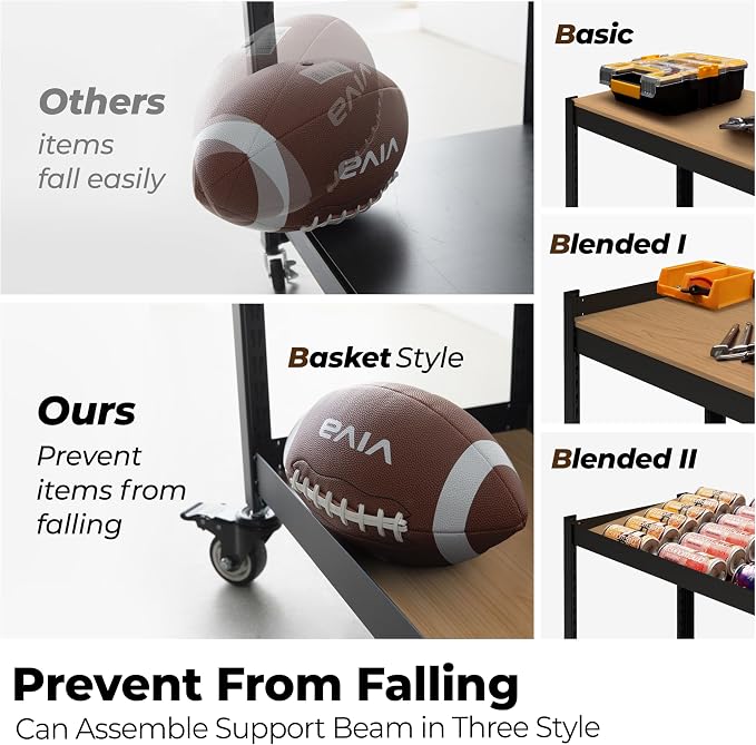 HOMEDANT House 5-Tier Metal Rolling Cart Shelf Rack Casters Heavy Duty Wheel - Image 9