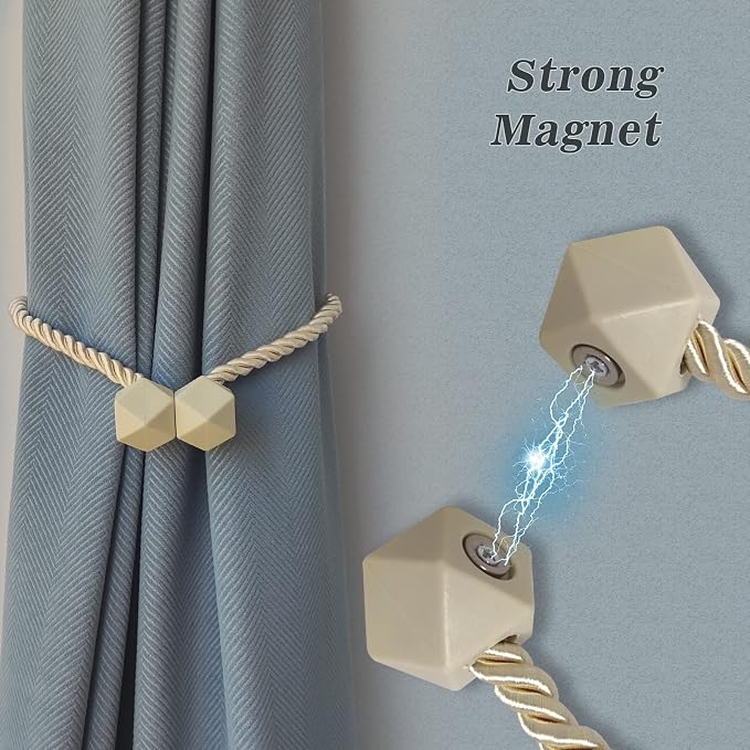Hion Magnetic Curtain Tiebacks Golden 6 Pack, Curtain Tiebacks Buckles - Image 3