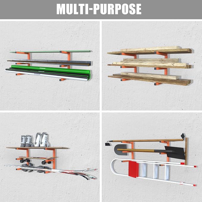 UNITEDPOWER Wall Mount Wood Organizer, Lumber Storage Rack, Heavy Duty Metal - Image 6