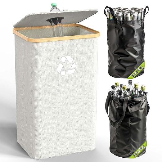 Recycling Bin for Kitchen Indoor Home, Large 100L/ 27 Gallon Recycle Bin by Pakusane