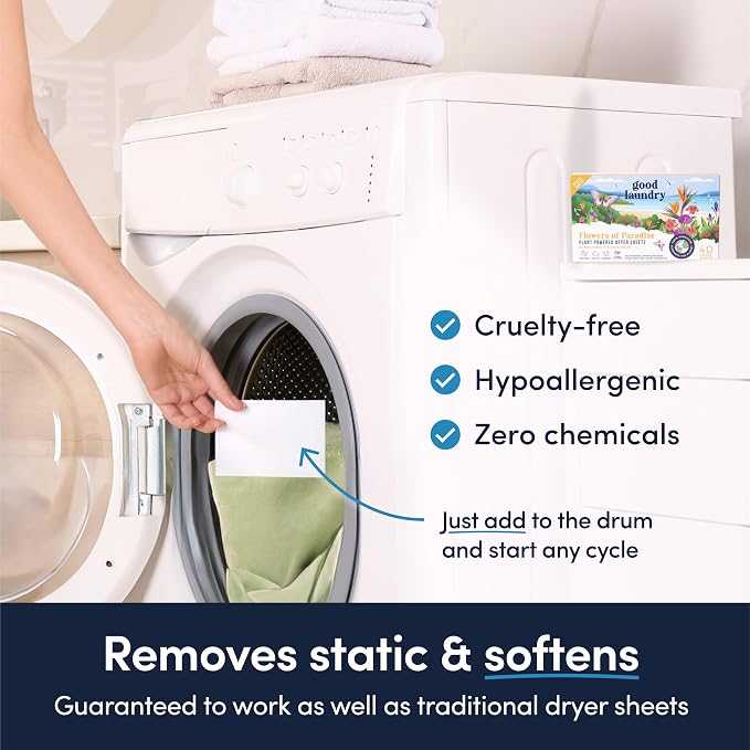 Good Laundry - Unscented Breeze Scented Organic Laundry Dryer Sheets - Natural - Image 4