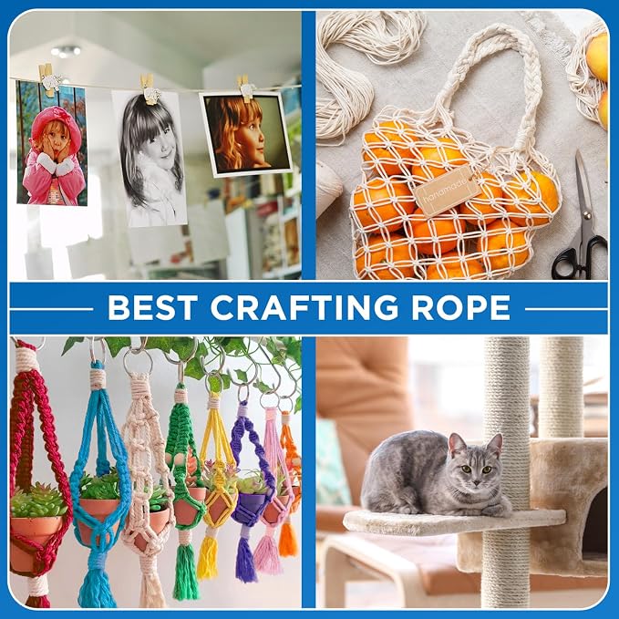 TECEUM Cotton Rope 3/16” – 100 FT – Strong All-Purpose Braided Rope – Natural - Image 8