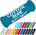 TECEUM Cotton Rope 3/16” – 100 FT – Strong All-Purpose Braided Rope – Natural by TECEUM