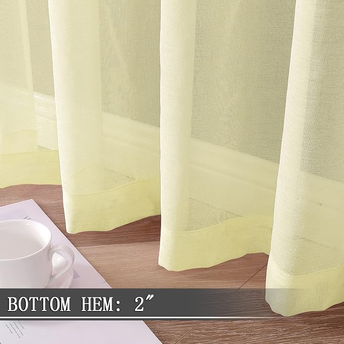 Tollpiz Sheer Curtain Linen Textured Bedroom Curtains Sheer Light Filtering Rod - Image 4