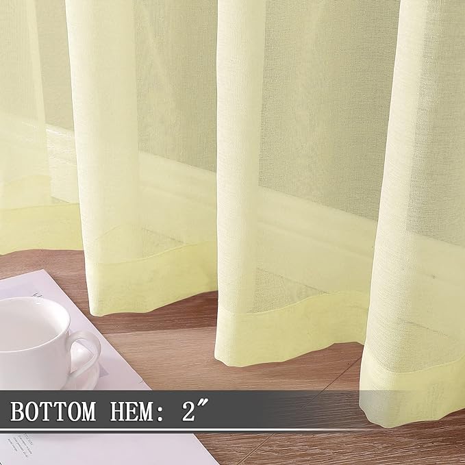 Tollpiz Short Sheer Curtain Linen Textured Living Room Curtains Sheer Light - Image 4