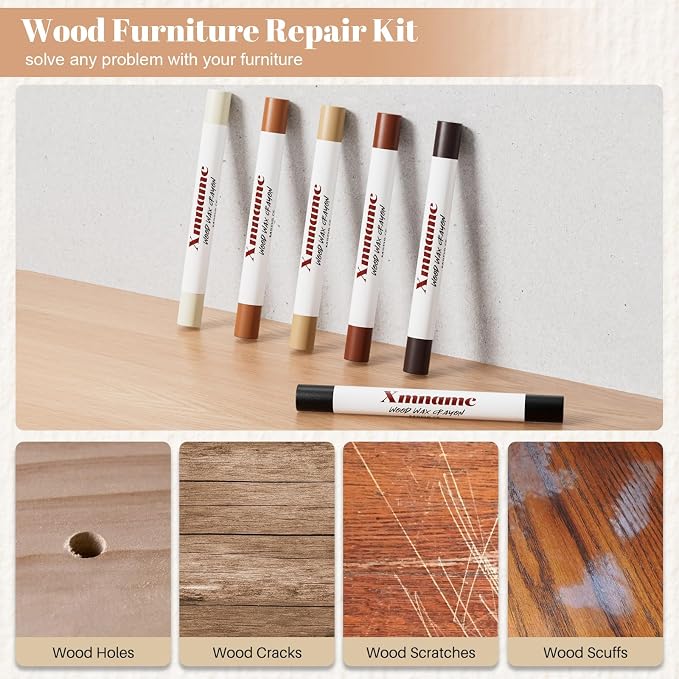 Wood Filler Sticks, 12 Colors Wood Wax Crayons Furniture Markers Touch Up - Image 3
