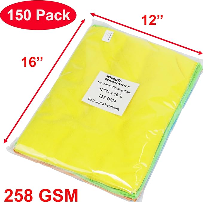 Simple Houseware Microfiber Cleaning Cloth 150 Pack, 4 Colors - Image 2
