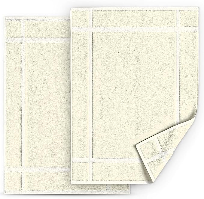 Pearl Linens Pack of 2 100% Cotton Bathmat 20x30 inches, Soft & Absorbent Quick by PearlLinens