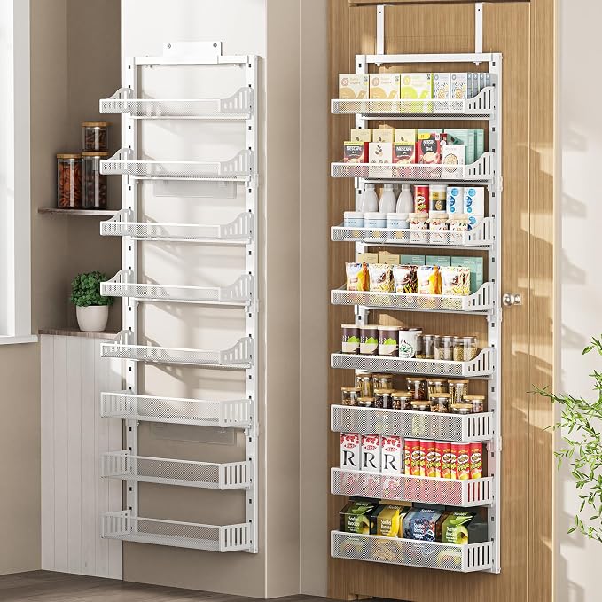 Over the Door Pantry Organizer 8-Tier, Large Metal Door Spice Rack by POKIPO