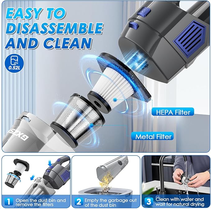 Handheld Vacuum Cordless, 15000PA Strong Suction Hand Held Car Vacuum Cleaner - Image 5