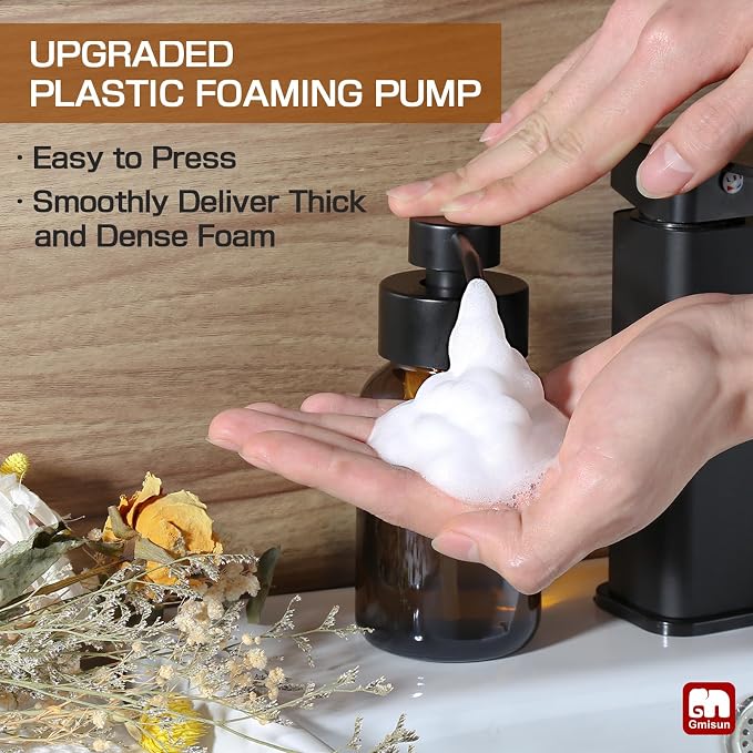 GMISUN Foaming Soap Dispenser, 8.5 fl oz / 250ml Amber Glass Foam Soap Dispenser - Image 2
