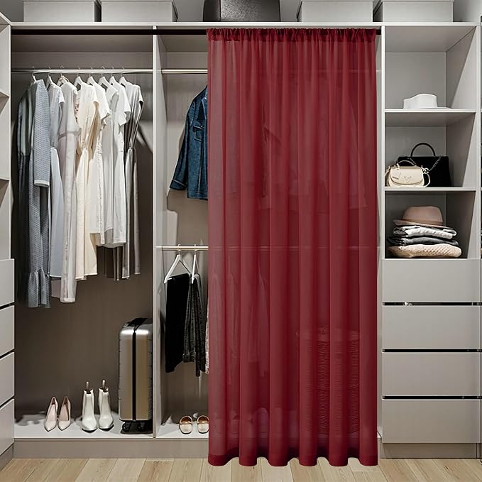 Tollpiz Sheer Door Curtains Closet Linen Textured Curtains Sheer Doorway Light - Image 3