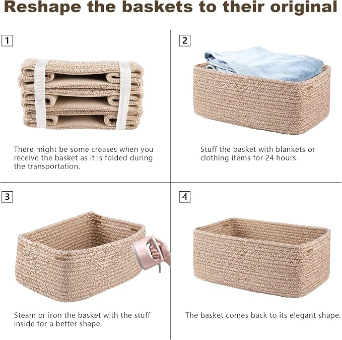 3 Pack Small Storage Baskets for Organizing, Cute Woven Decorative Gift Baskets - Image 7