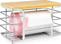 Trash Bag Holder with Bamboo Top, Wall Mount 304 Stainless Steel Garbage Bag by Stylstoreazy