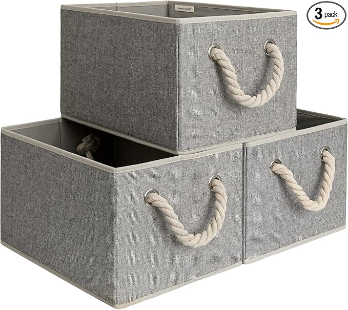 StorageWorks Storage Baskets for Shelves, Foldable Fabric Closet Storage Bins by StorageWorks