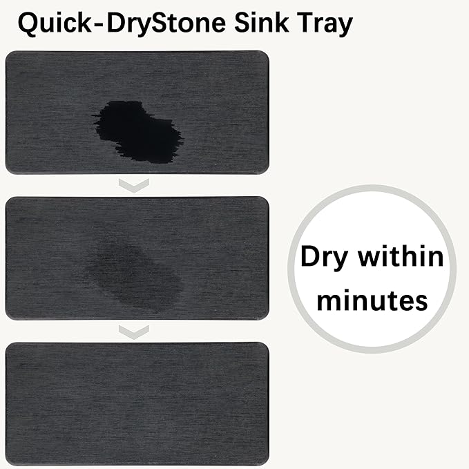 2 Pcs Water Absorbing Stone Trays, Kitchen/Bathroom Sink Soap Dish, Diatomite - Image 6