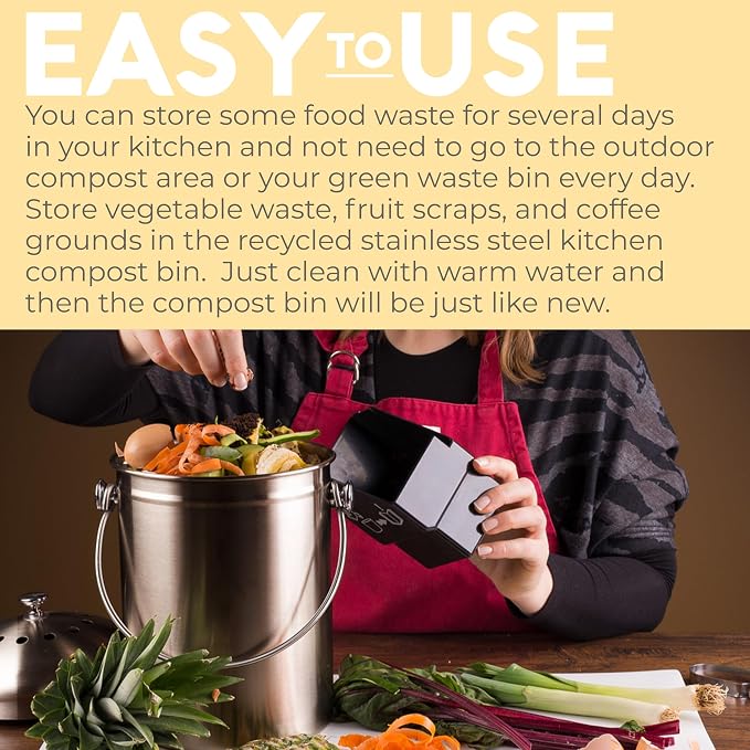 EPICA Countertop Compost Bin Kitchen | 1.3 Gallon | Odorless Composting Bin - Image 5