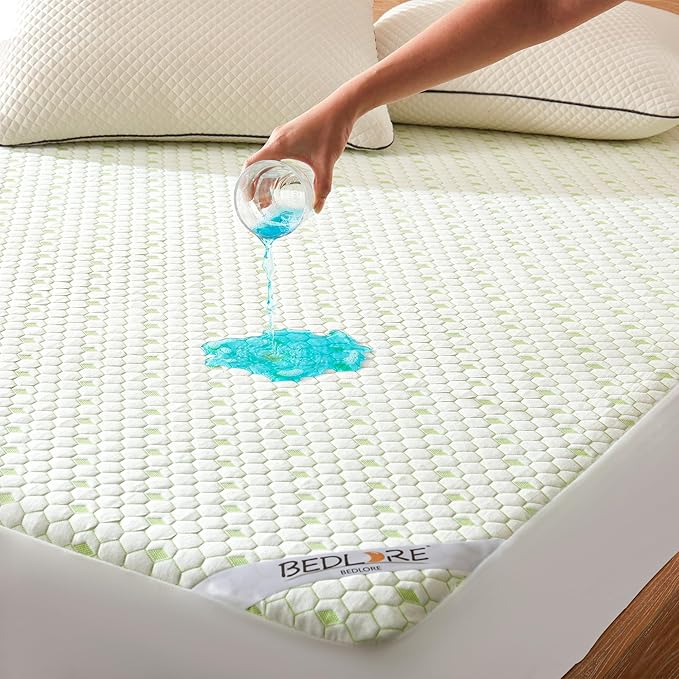 Waterproof Mattress Protector, California King Size Mattress Pad Fitted 6"-18" by Bedlore