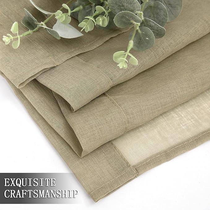 Tollpiz Short Sheer Curtains Linen Textured Living Room Curtain Sheers Light - Image 7