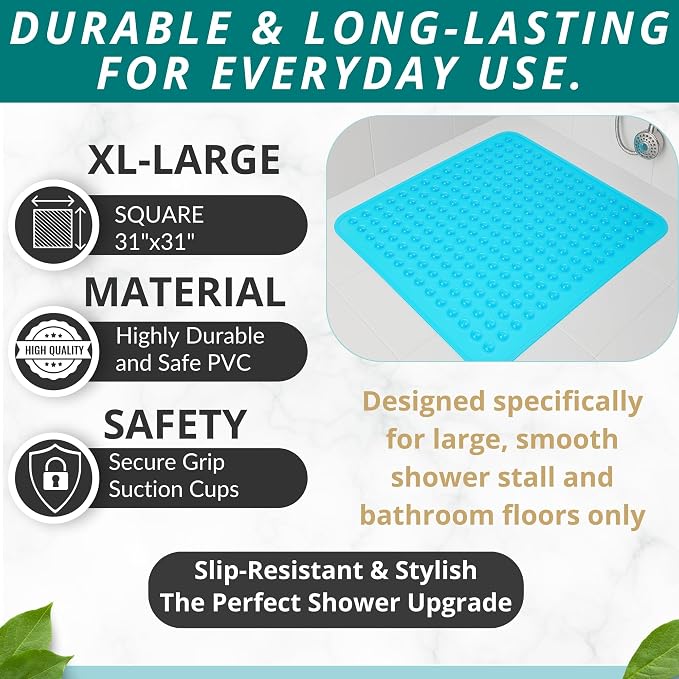 ENKOSI Extra Large Square Non Slip Shower Mat - Image 3
