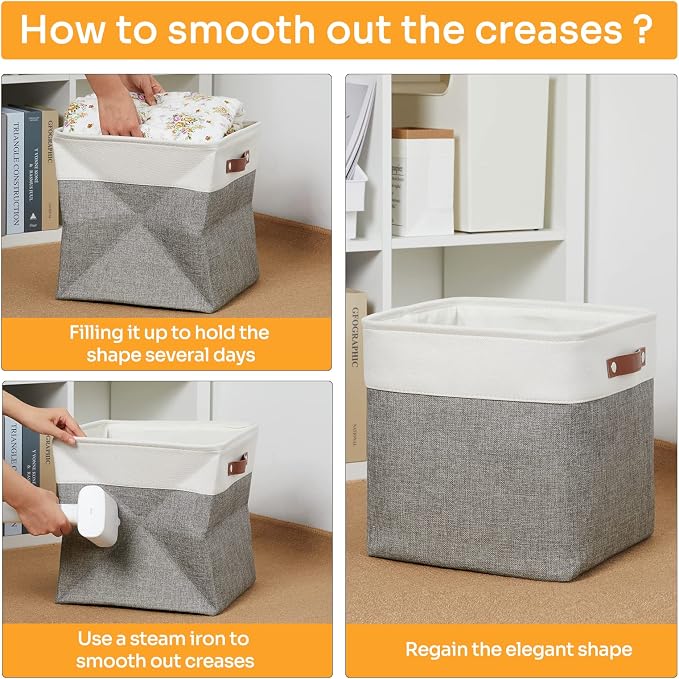 DULLEMELO 13 inch Fabric Storage Cubes 4 Pack Foldable Baskets/Bins - Image 5