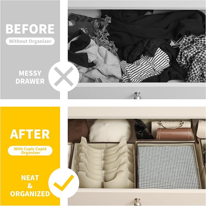Cupic Cupid Drawer Organizer, Dresser Organizers, Foldabe Drawer Organizer - Image 3