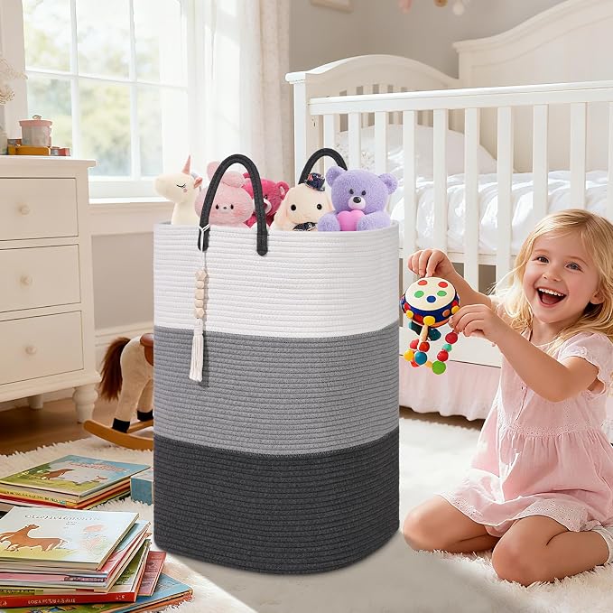 Woven Laundry Basket for Clothes, 65 L Large Rectangle Laundry Hampers - Image 4