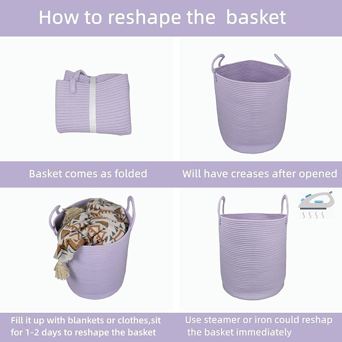 Cotton Rope Laundry Basket Hamper - Image 7