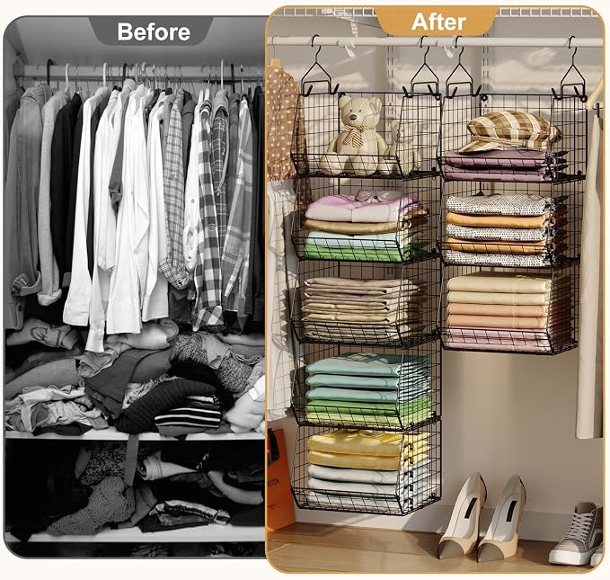6 Tier Closet Hanging Organizer, Clothes Hanging Shelves - Image 7