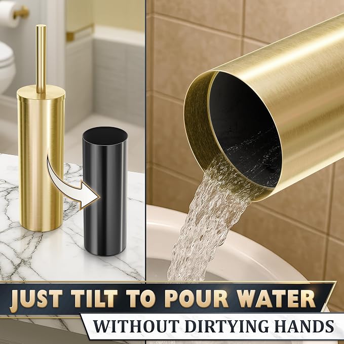 Gold Toilet Brush and Holder Set - Image 8
