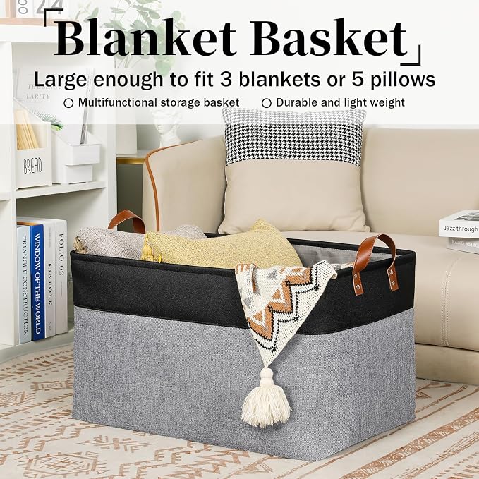 DULLEMELO Extra Large Storage Basket 22X15, 70L Foldable Fabric Toys Baskets - Image 5