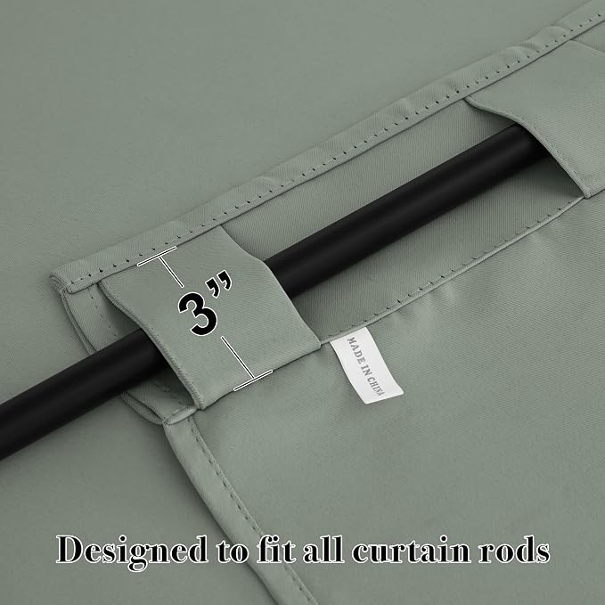 RYB HOME Small Window Curtains, 34 Width x 30 Length, 2 Panels, Sage Green - Image 2