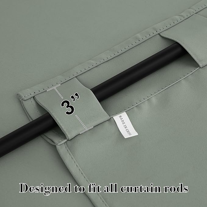 RYB HOME Sage Green Curtains for Bedroom, Vertical Privacy UV Protection Drapery - Image 2