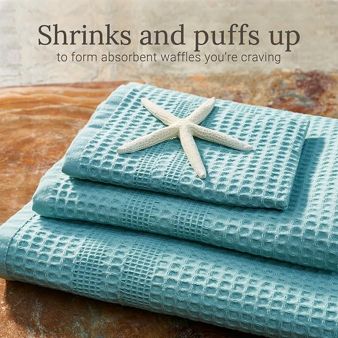 GILDEN TREE Waffle Towel Set Quick Dry Thin | 2 Bath Towels | 2 Hand Towels | 2 - Image 3