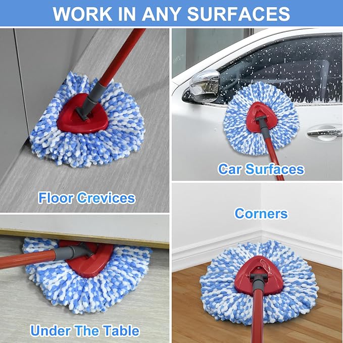 Spin Mop Replace Head, Mop Handle and Base Compatible - Image 6