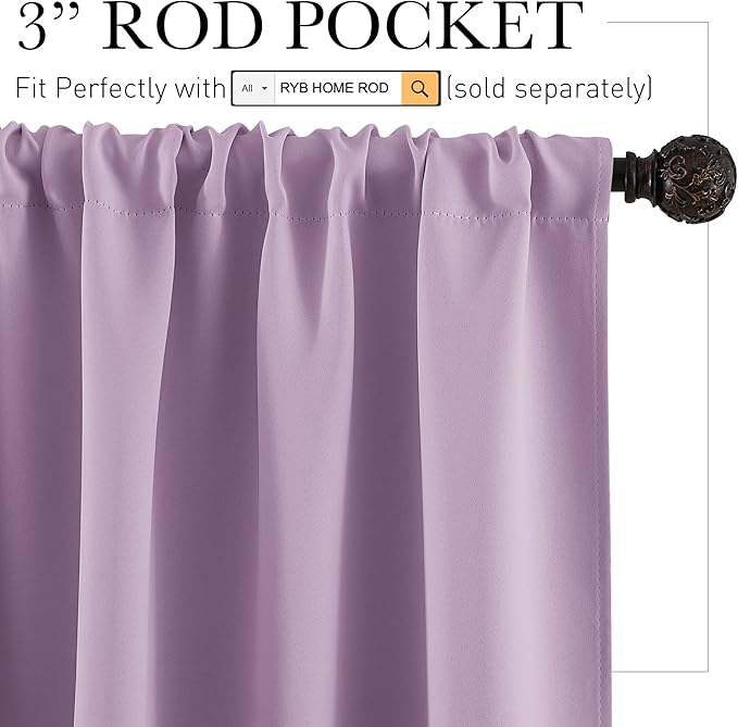 RYB HOME Blackout Curtains for Bedroom Thermal Insulated Window Drapes for - Image 2