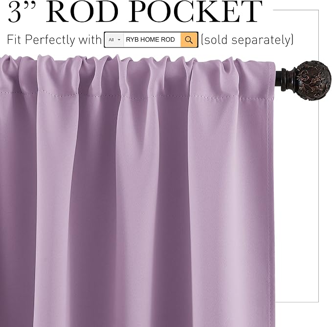RYB HOME 84 inch Curtains Blackout, Solid Energy Efficiency Curtains & Drapes - Image 2