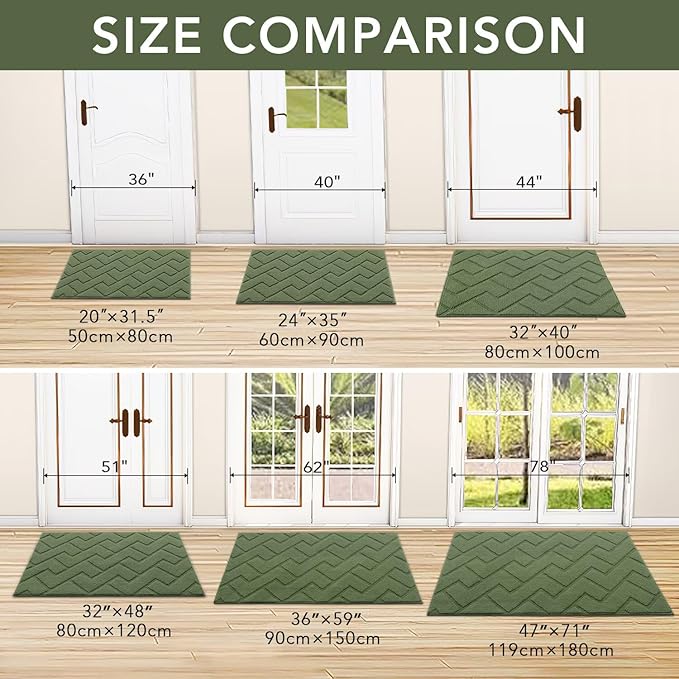 hicorfe Indoor Doormat, Front Back Door Mat TPR Backing Non Slip Mats 20"x31.5" - Image 5