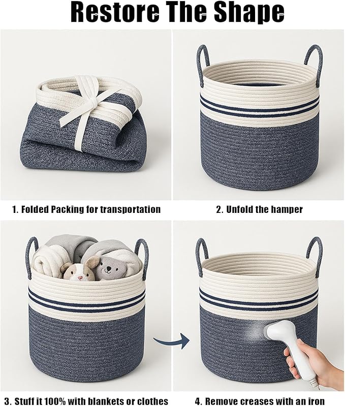 Woven Laundry Basket Hamper, 60L Versatile Storage - Image 5