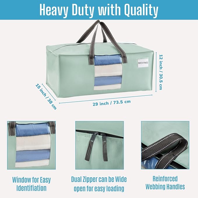 VENO 4 Pack Moving Bags for College, Heavy-Duty Storage Totes, Moving Boxes and - Image 3