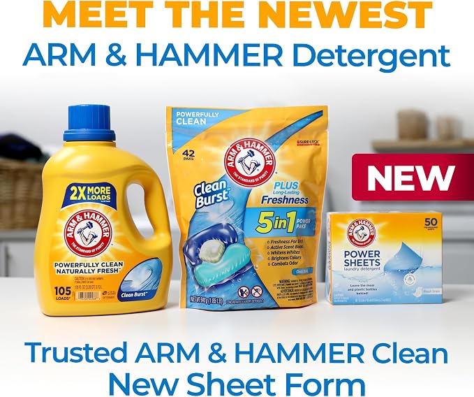 Arm & Hammer Power Sheets Laundry Detergent, Fresh Linen 50ct - Image 10