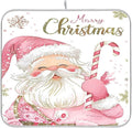 Christmas Santa Claus Pink Dish Drying Mat by Wamika
