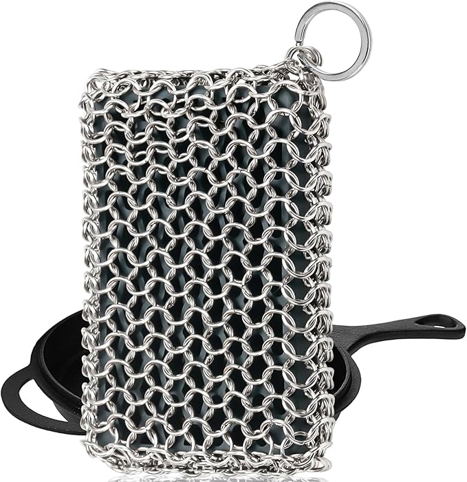 Herda Chain Mail Cast Iron Cleaner Scrubber, 316 Chainmail Pan Scrubber Metal by Betterqualitybetterlife
