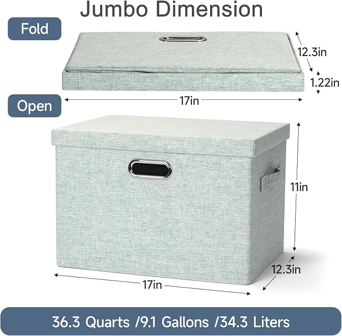 Large 17" 36 Quart Collapsible Stackable Storage Bins - Image 2