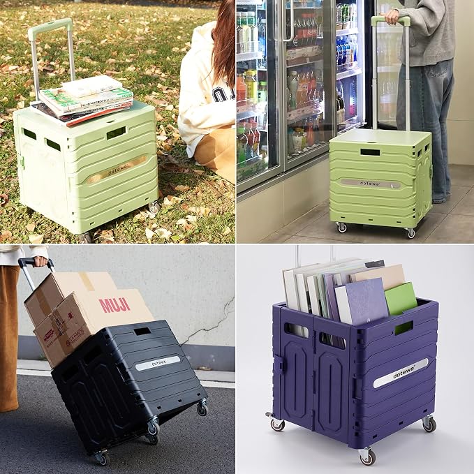 Folding Utility Cart Portable Rolling Crate Handcart Foldable Shopping Trolley - Image 7