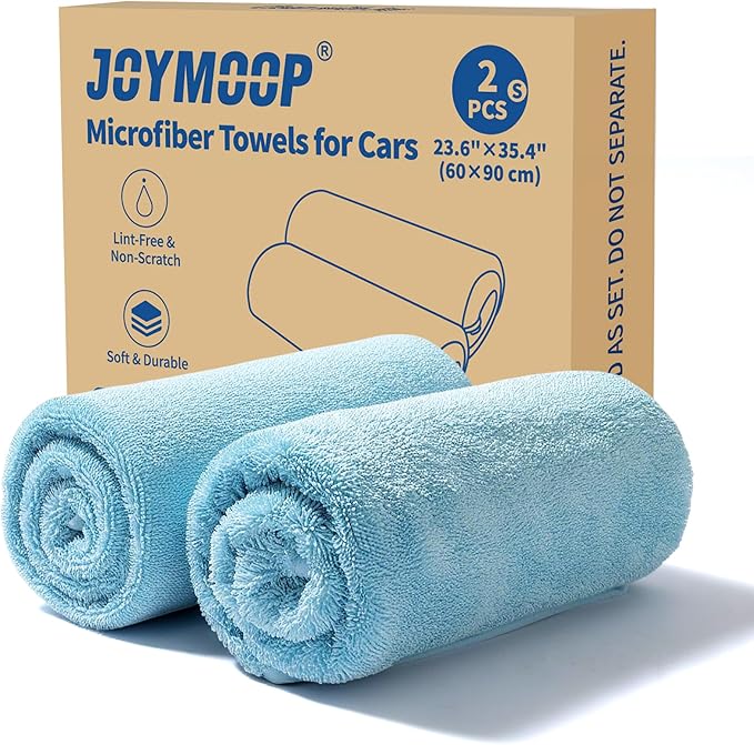 JOYMOOP Microfiber Towels for Cars, 2 Pack 35.4" x 23.6" Car Drying Towel by JOYMOOP