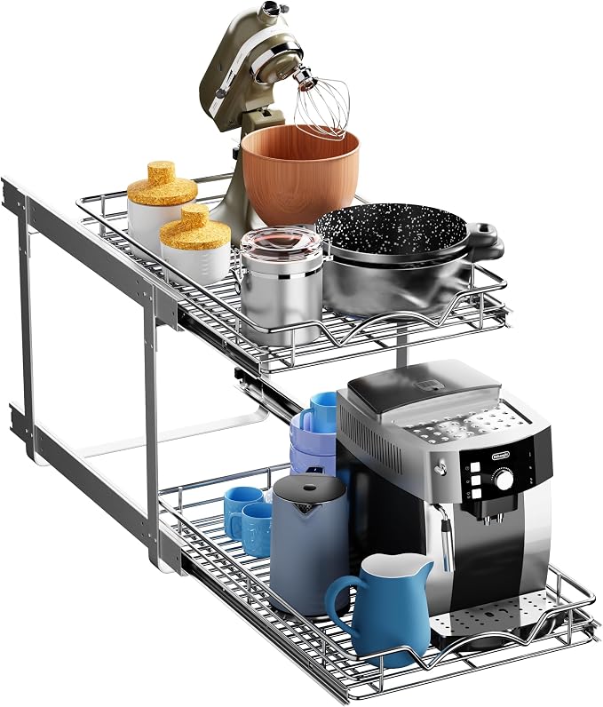 HOLDN’ STORAGE Two Tier Pull Out Cabinet Organizer, Individual Sliding Drawers by HOLDN%E2%80%99STORAGE