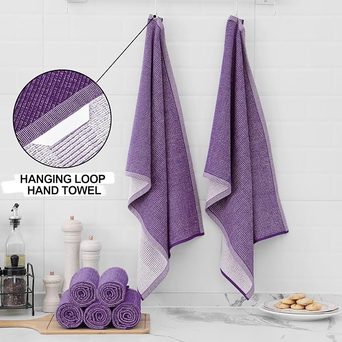 Homaxy Premium Kitchen Towels, Large Cotton Kitchen Hand Towels, Flat and Terry - Image 3