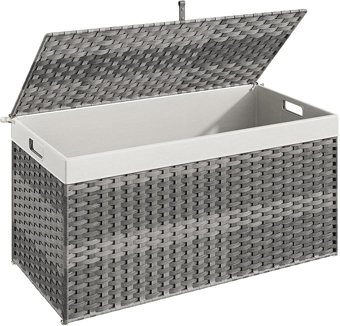 HOOBRO Storage Basket with Lid, 52.8 Gallon Wicker Basket, Handwoven Blanket by HOOBRO